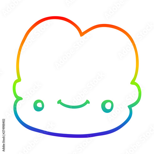 rainbow gradient line drawing cartoon cloud