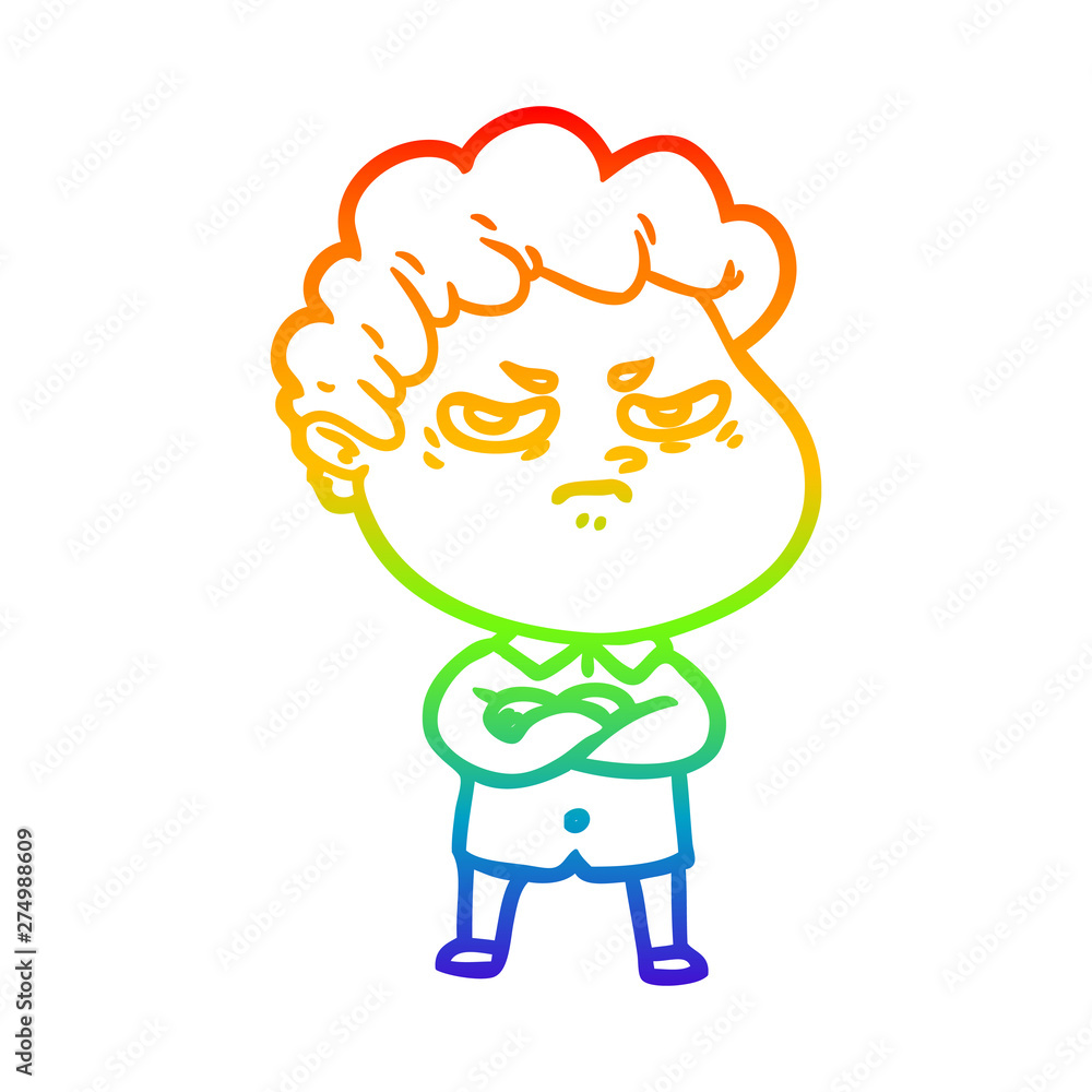 rainbow gradient line drawing cartoon angry man rainbow gradient line drawing cartoon angry man