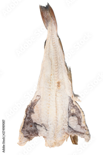 Photography salted codfish on white background