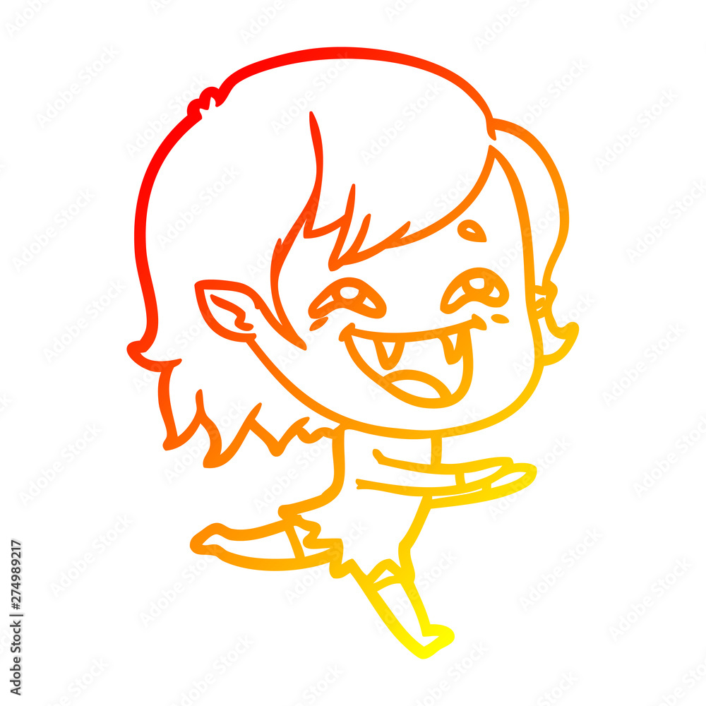 warm gradient line drawing cartoon laughing vampire girl warm gradient line drawing cartoon laughing vampire girl