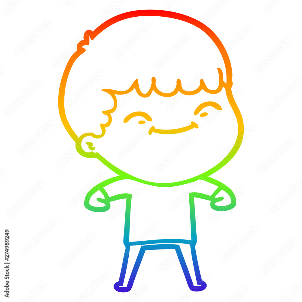 rainbow gradient line drawing cartoon happy boy rainbow gradient line drawing cartoon happy boy