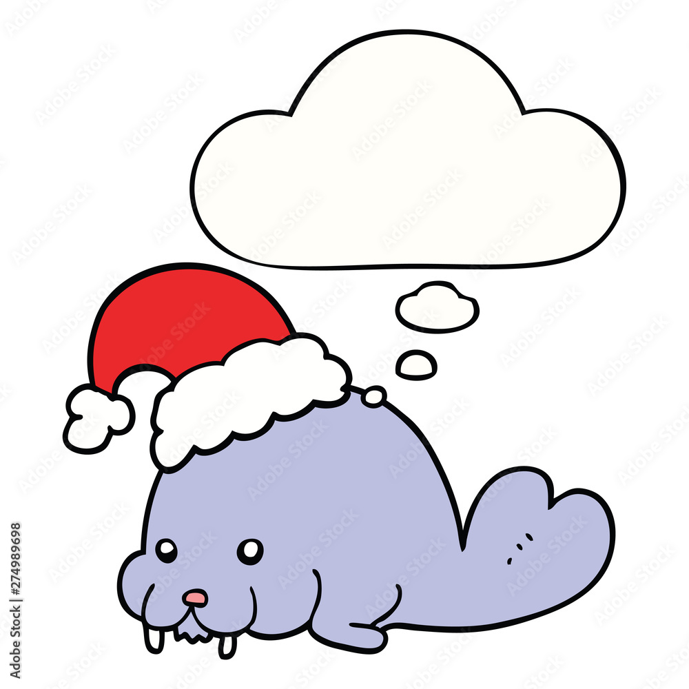 cartoon christmas walrus and thought bubble cartoon christmas walrus and thought bubble