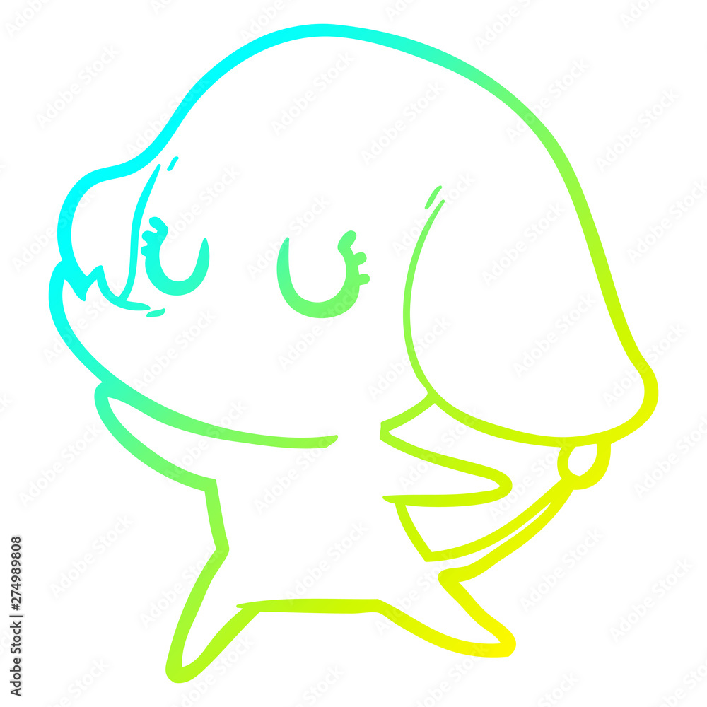 cold gradient line drawing cute cartoon elephant cold gradient line drawing cute cartoon elephant