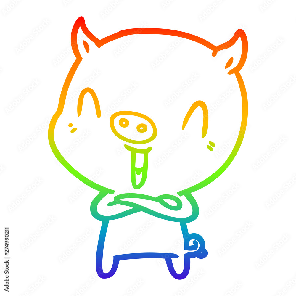 rainbow gradient line drawing happy cartoon pig rainbow gradient line drawing happy cartoon pig