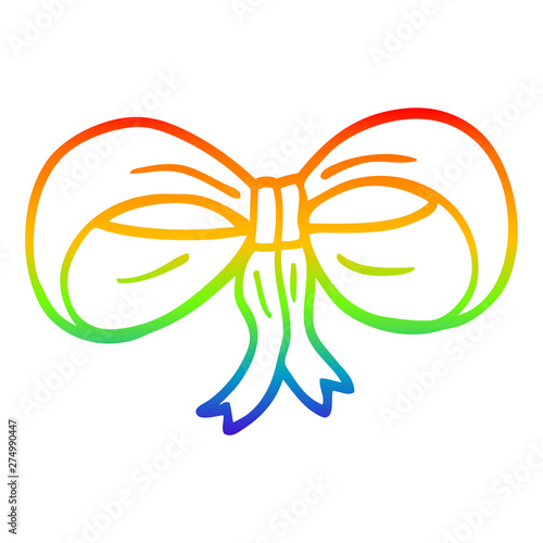rainbow gradient line drawing cartoon tied bow