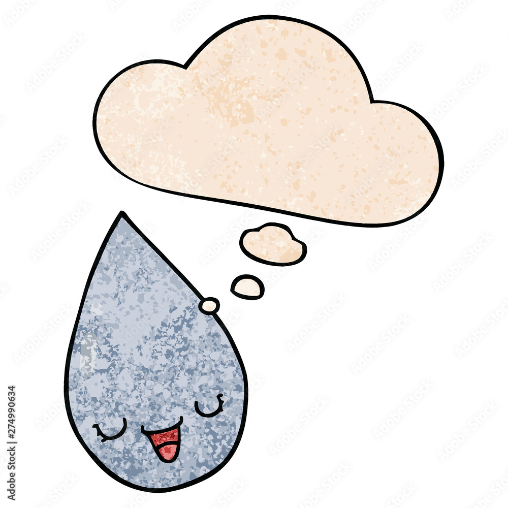 cartoon raindrop and thought bubble in grunge texture pattern style cartoon raindrop and thought bubble in grunge texture pattern style