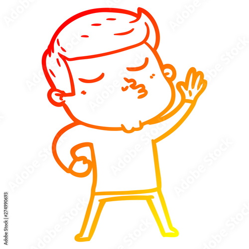 warm gradient line drawing cartoon model guy pouting