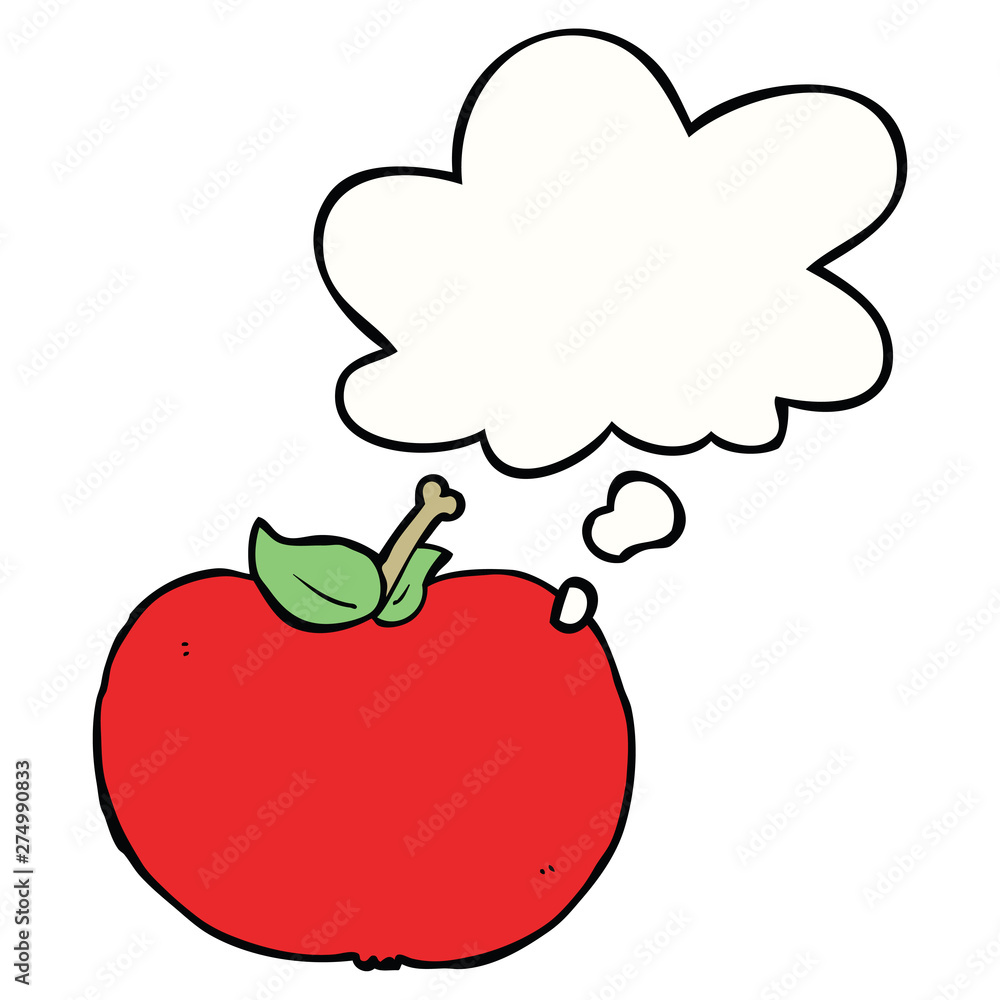 Fototapeta premium cartoon apple and thought bubble