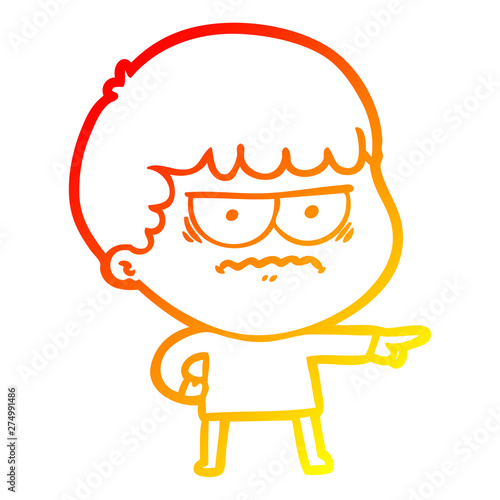 warm gradient line drawing cartoon annoyed man