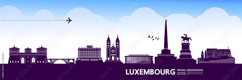 Luxembourg  travel destination vector illustration. - obrazy, fototapety, plakaty 