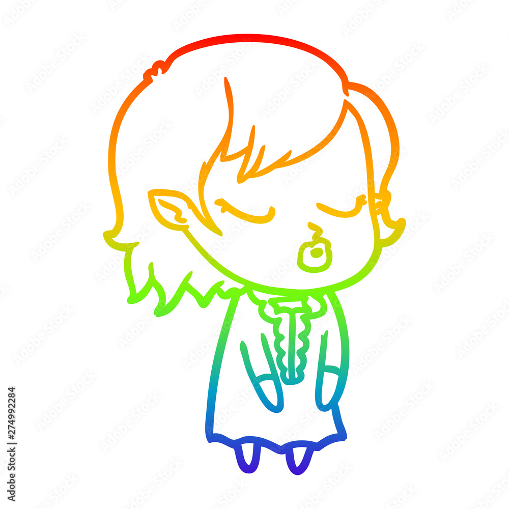 rainbow gradient line drawing cute cartoon vampire girl rainbow gradient line drawing cute cartoon vampire girl