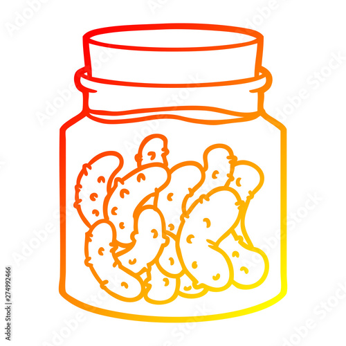 warm gradient line drawing cartoon pickled gherkins photo