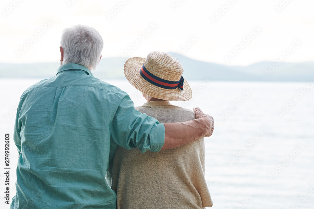 Peaceful and romantic senior couple in casualwear