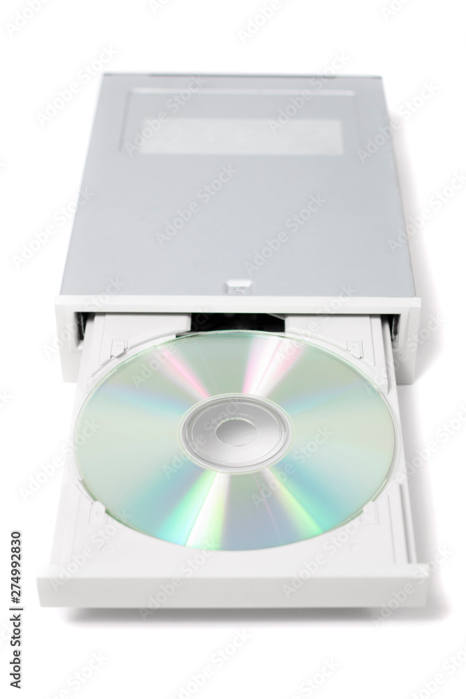open dvd-rom on white open dvd-rom on white