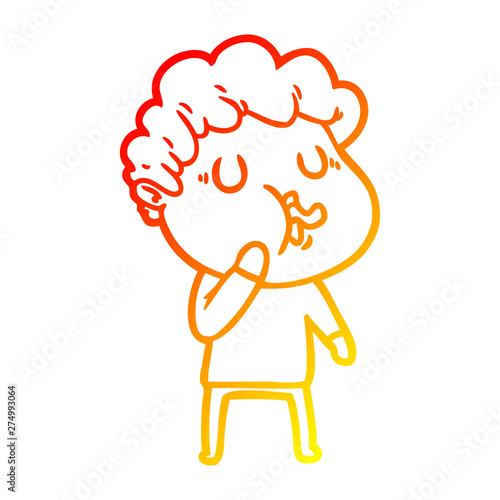 warm gradient line drawing cartoon man singing