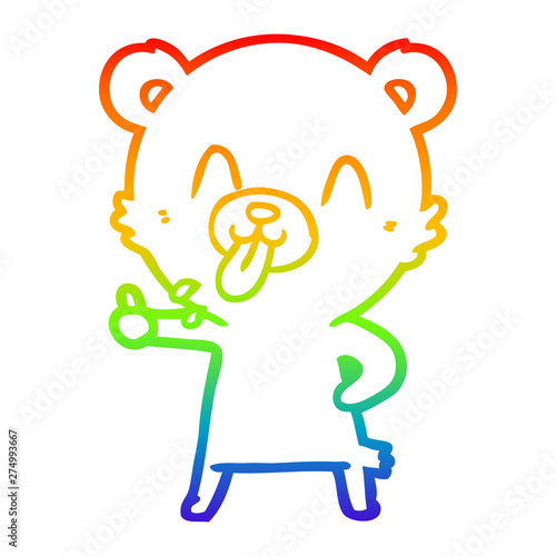 rainbow gradient line drawing rude cartoon bear