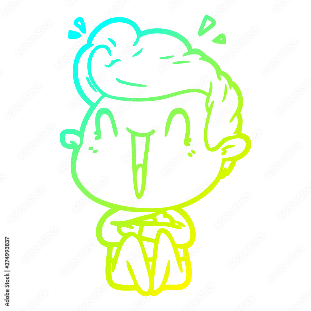 cold gradient line drawing cartoon excited man cold gradient line drawing cartoon excited man