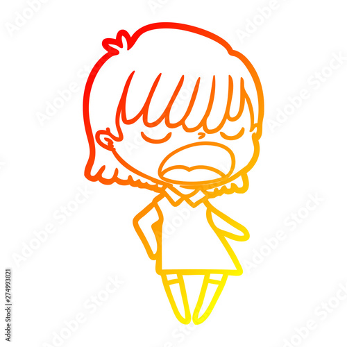 warm gradient line drawing cartoon woman talking loudly