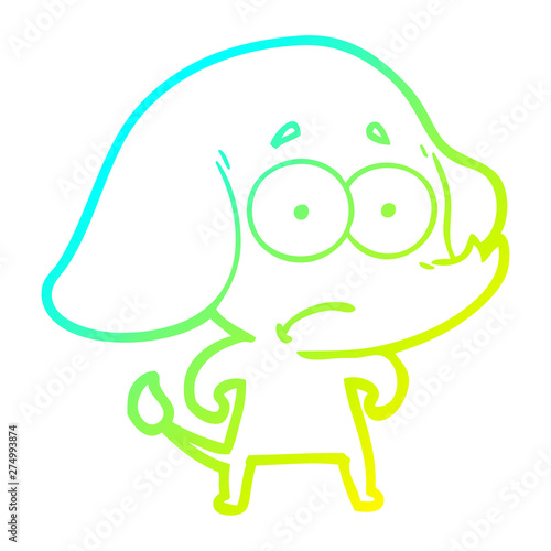 cold gradient line drawing cartoon unsure elephant