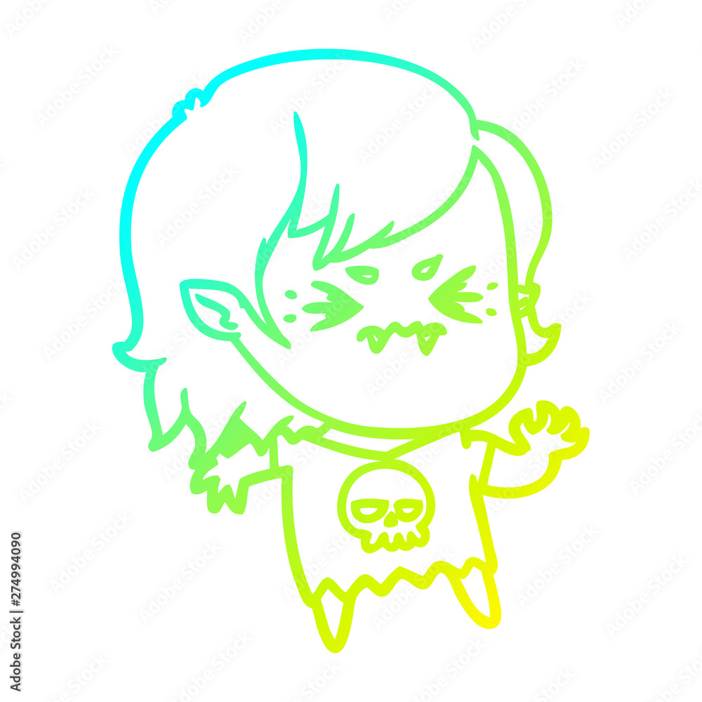 cold gradient line drawing annoyed cartoon vampire girl cold gradient line drawing annoyed cartoon vampire girl