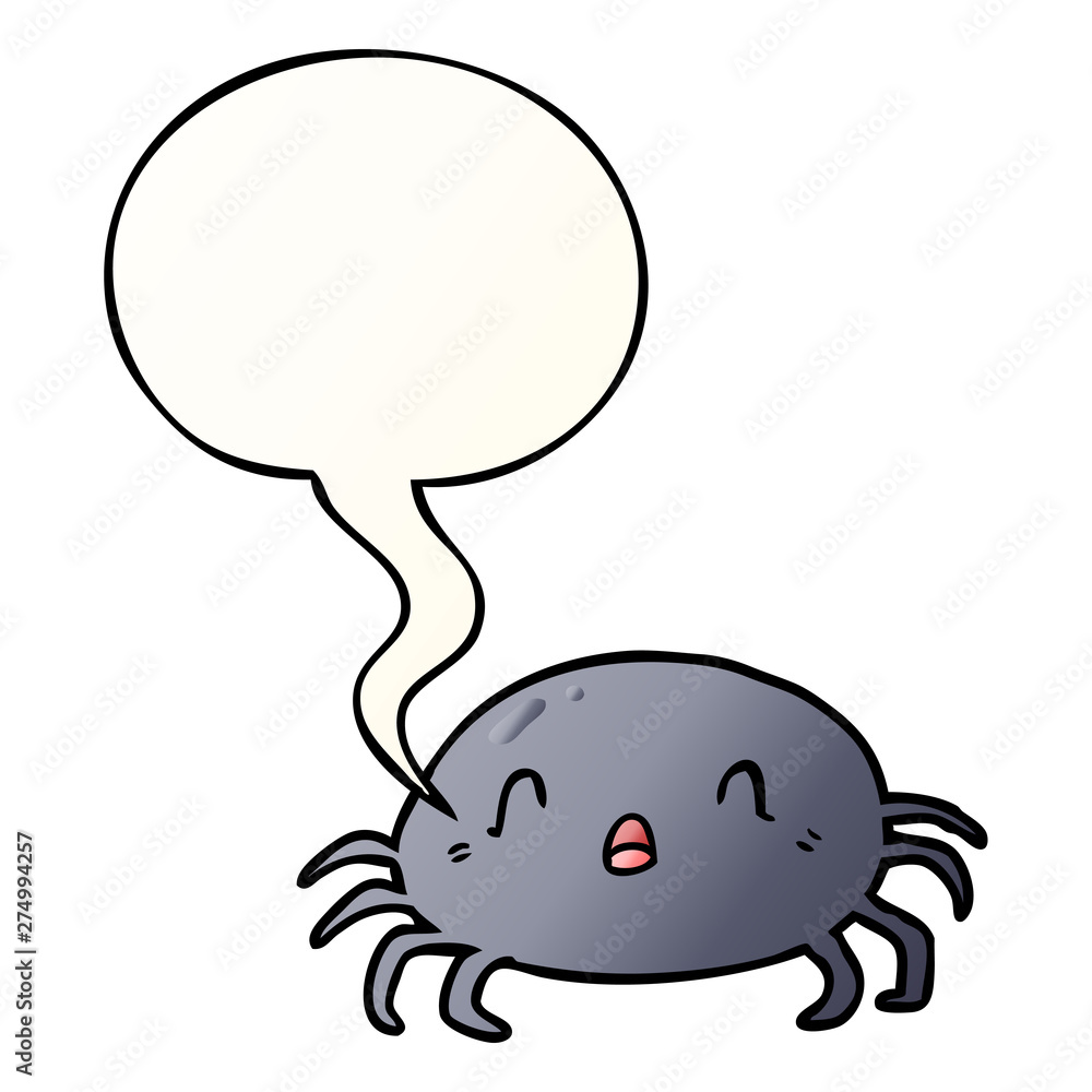 cartoon halloween spider and speech bubble in smooth gradient style cartoon halloween spider and speech bubble in smooth gradient style