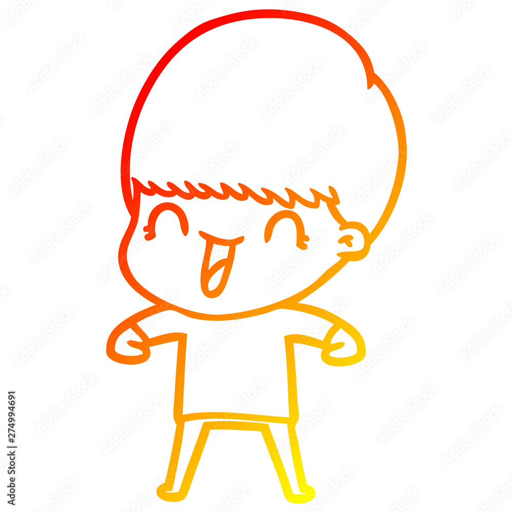 warm gradient line drawing happy cartoon boy warm gradient line drawing happy cartoon boy