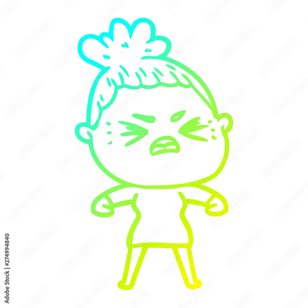 cold gradient line drawing cartoon angry woman cold gradient line drawing cartoon angry woman