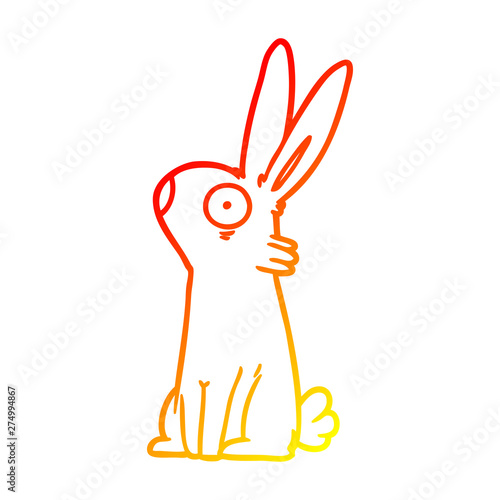 warm gradient line drawing cartoon startled rabbit