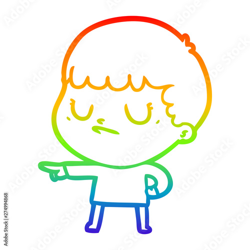 rainbow gradient line drawing cartoon grumpy boy