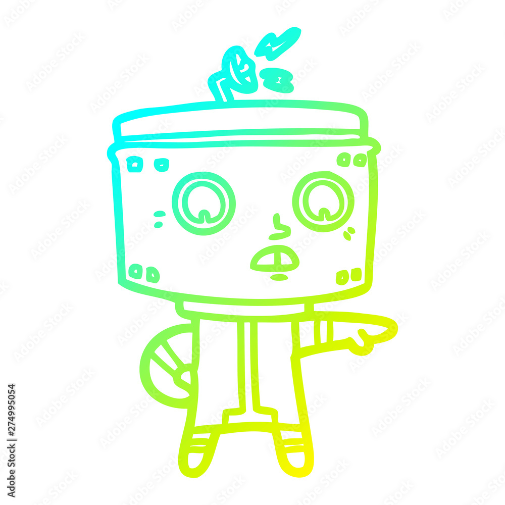 cold gradient line drawing cartoon robot accusing cold gradient line drawing cartoon robot accusing