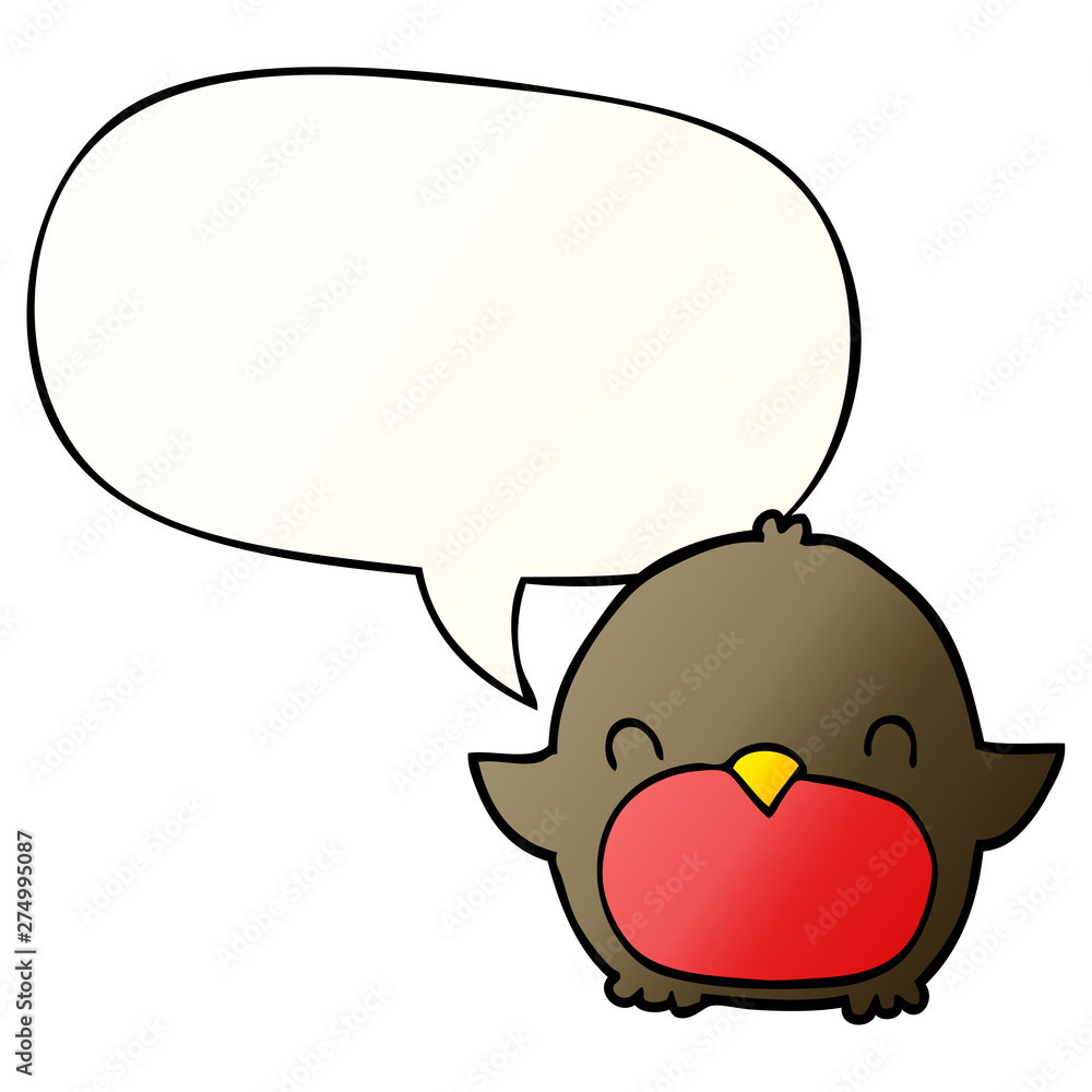 cartoon penguin and speech bubble in smooth gradient style cartoon penguin and speech bubble in smooth gradient style