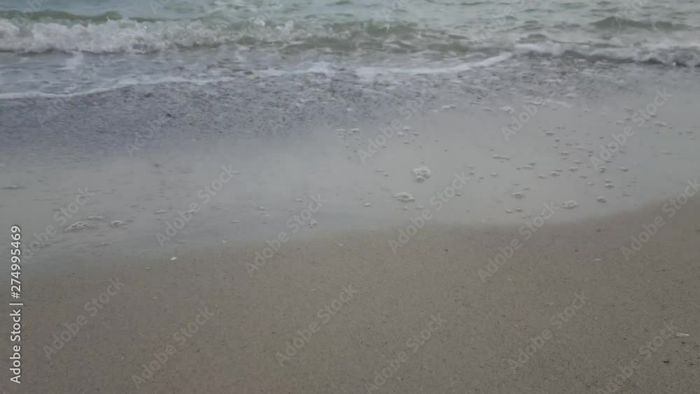 Cold autumn Black Sea, waves are breaking on the sandy shores of Odessa Bay. 4K video Cold autumn Black Sea, waves are breaking on the sandy shores of Odessa Bay. 4K video