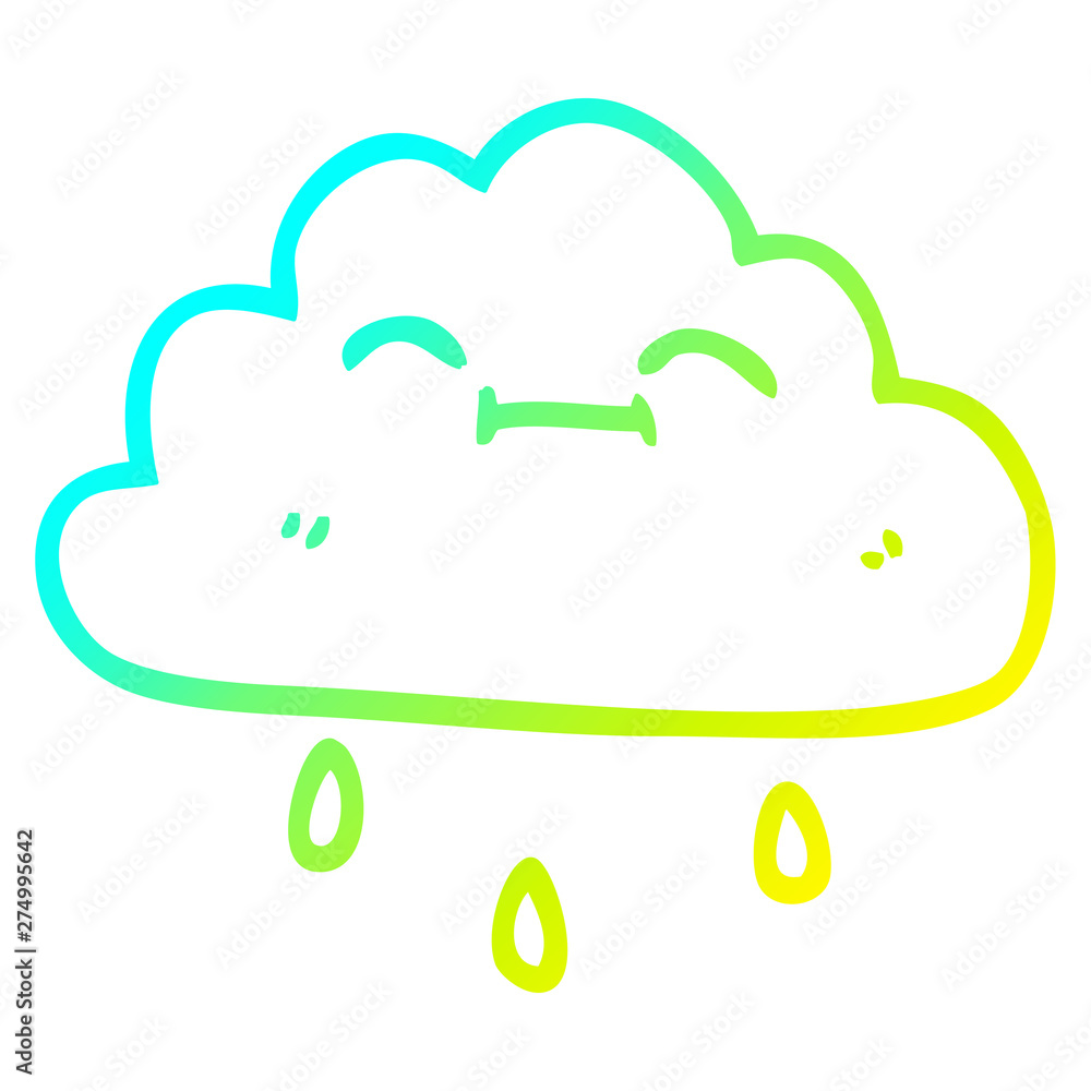 cold gradient line drawing cartoon happy rain cloud cold gradient line drawing cartoon happy rain cloud