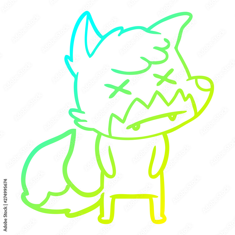 cold gradient line drawing cartoon dead fox cold gradient line drawing cartoon dead fox