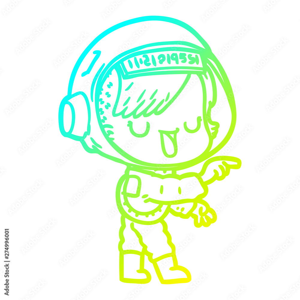 cold gradient line drawing cartoon astronaut woman cold gradient line drawing cartoon astronaut woman
