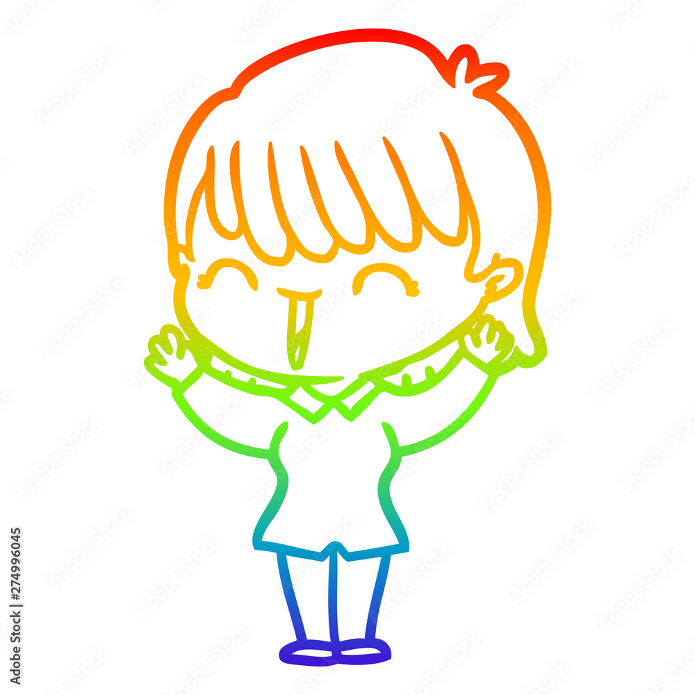 rainbow gradient line drawing cartoon woman rainbow gradient line drawing cartoon woman