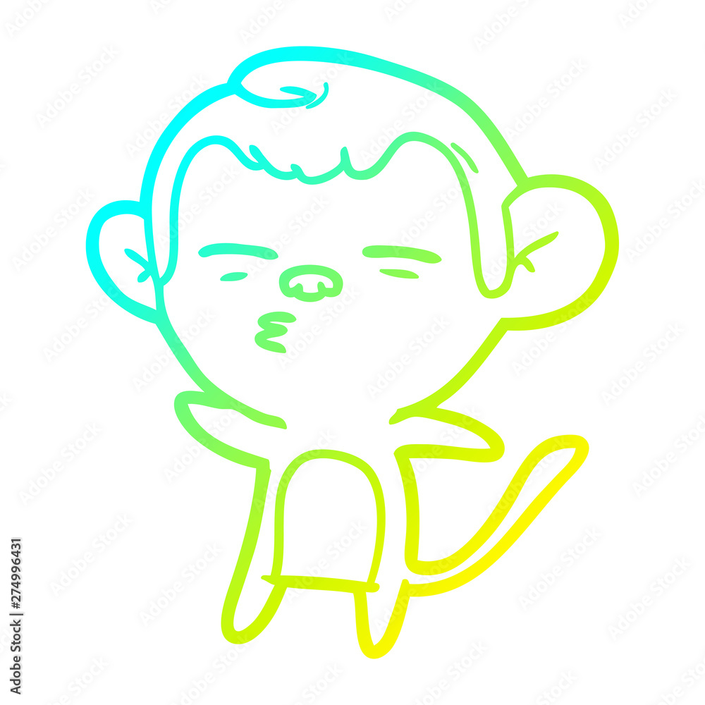 cold gradient line drawing cartoon suspicious monkey cold gradient line drawing cartoon suspicious monkey