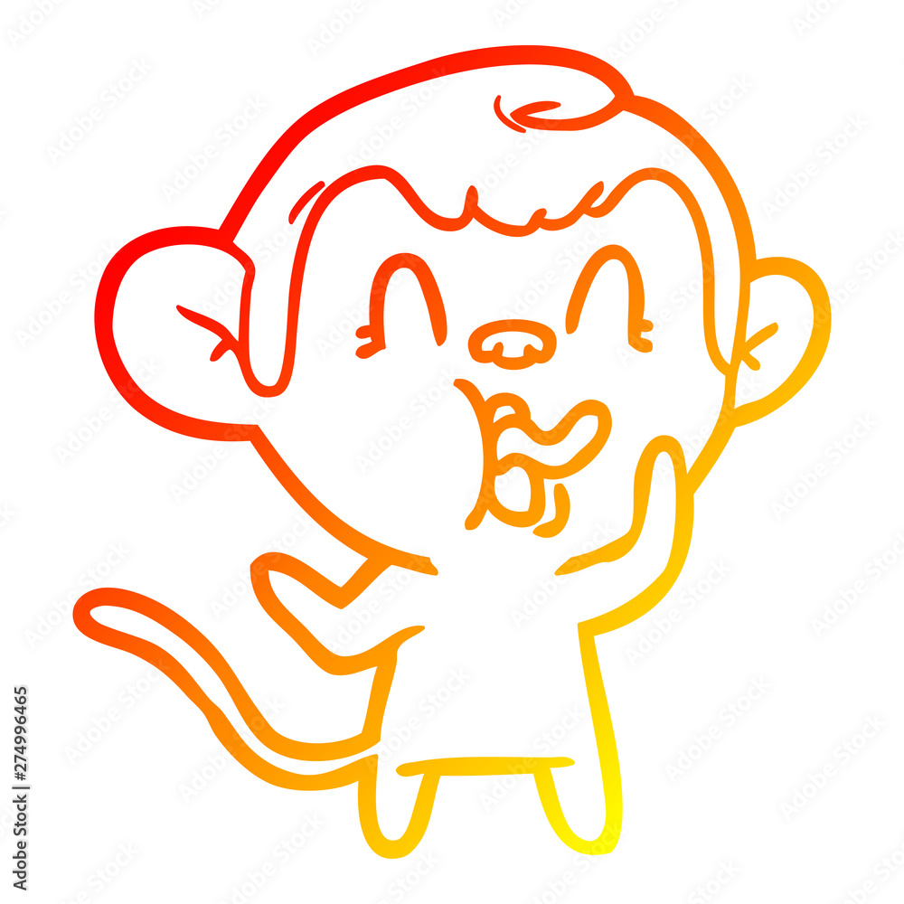 warm gradient line drawing crazy cartoon monkey warm gradient line drawing crazy cartoon monkey