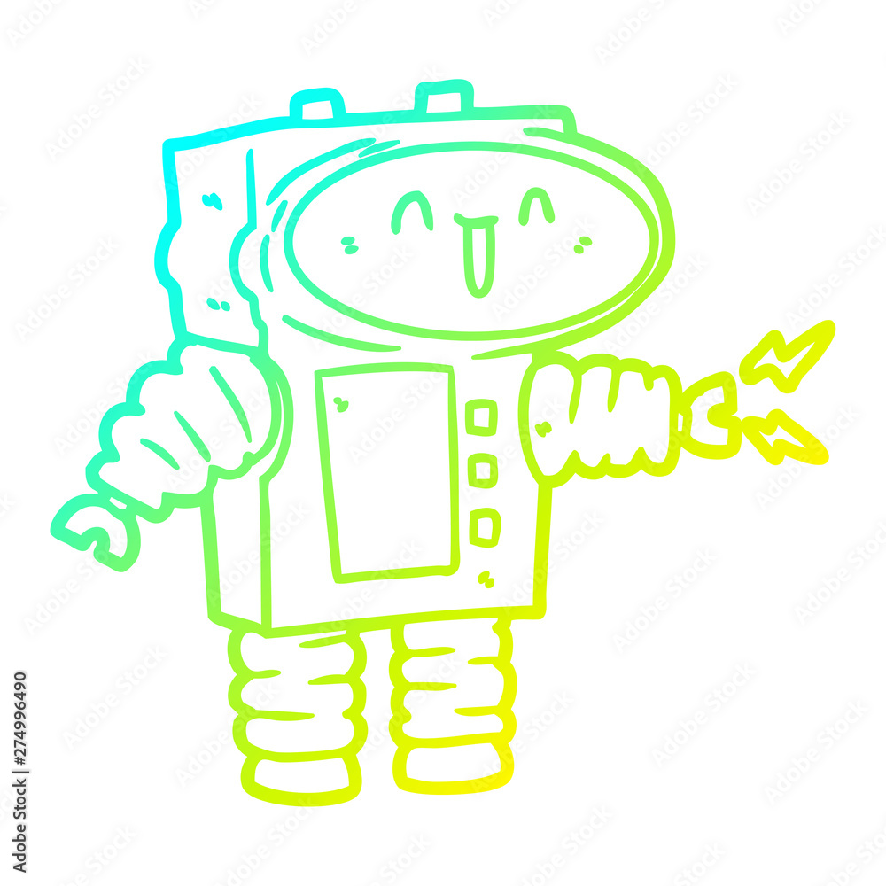 cold gradient line drawing cartoon robot cold gradient line drawing cartoon robot