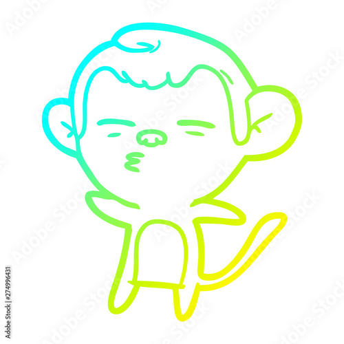 cold gradient line drawing cartoon suspicious monkey