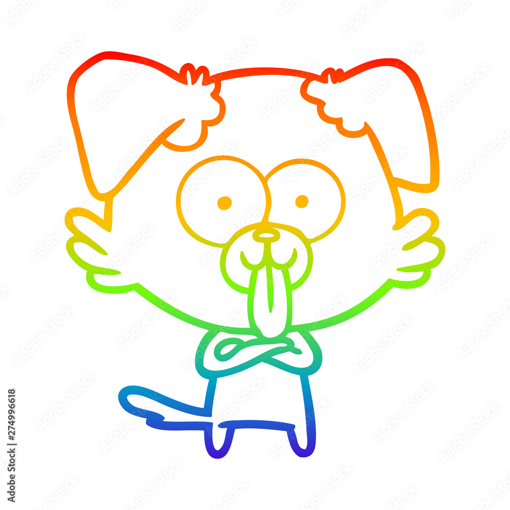 rainbow gradient line drawing cartoon dog with tongue sticking out rainbow gradient line drawing cartoon dog with tongue sticking out