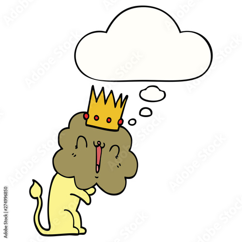 cartoon lion with crown and thought bubble