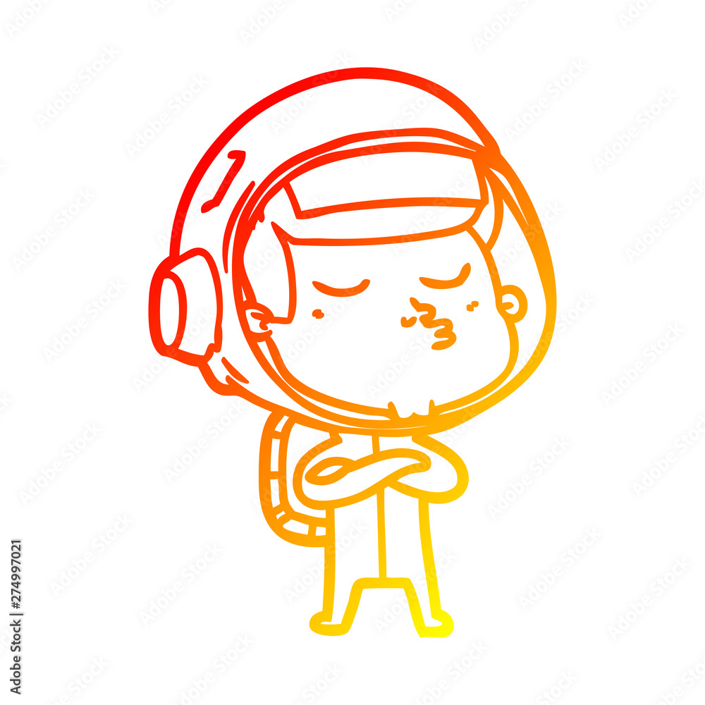 warm gradient line drawing cartoon confident astronaut warm gradient line drawing cartoon confident astronaut