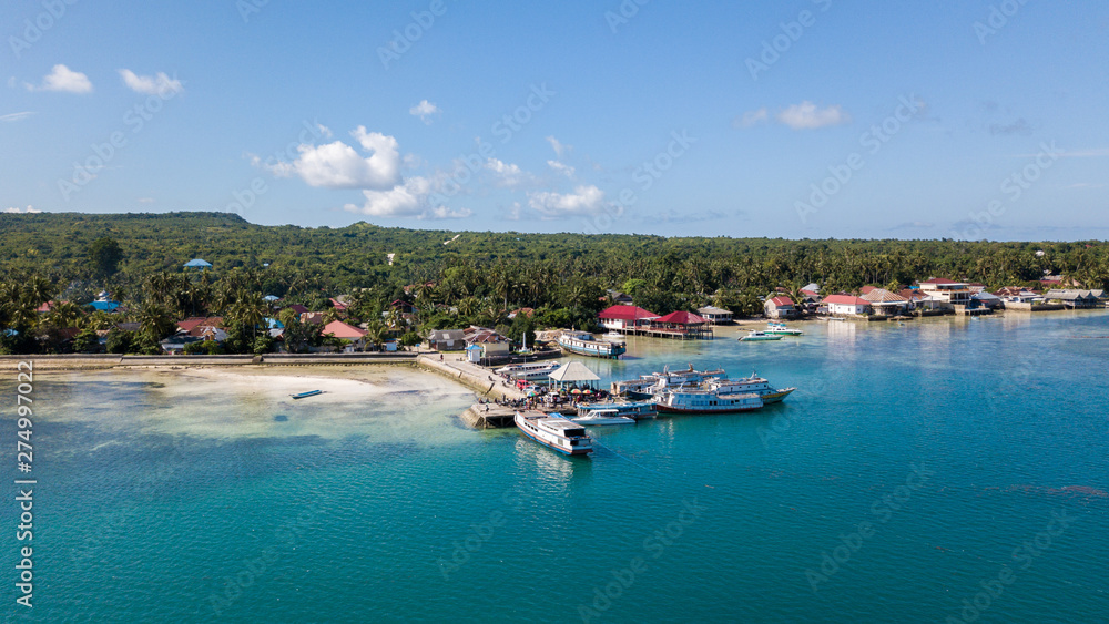 Beautiful aerial view from the beachside village near the jetty with nice sky
