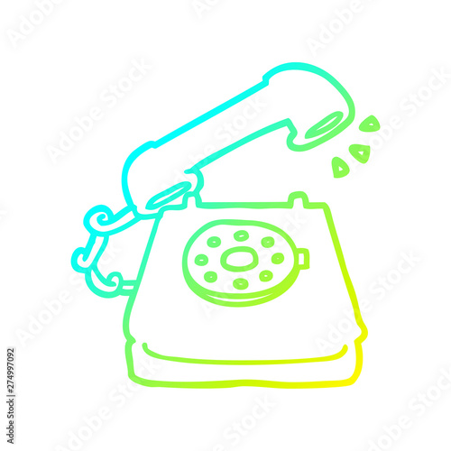 cold gradient line drawing cartoon ringing telephone