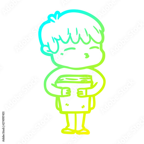 cold gradient line drawing cartoon curious boy