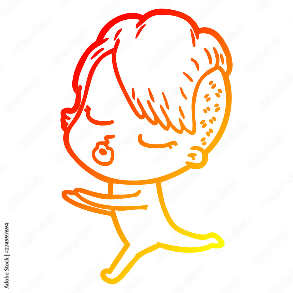warm gradient line drawing cartoon pretty hipster girl warm gradient line drawing cartoon pretty hipster girl