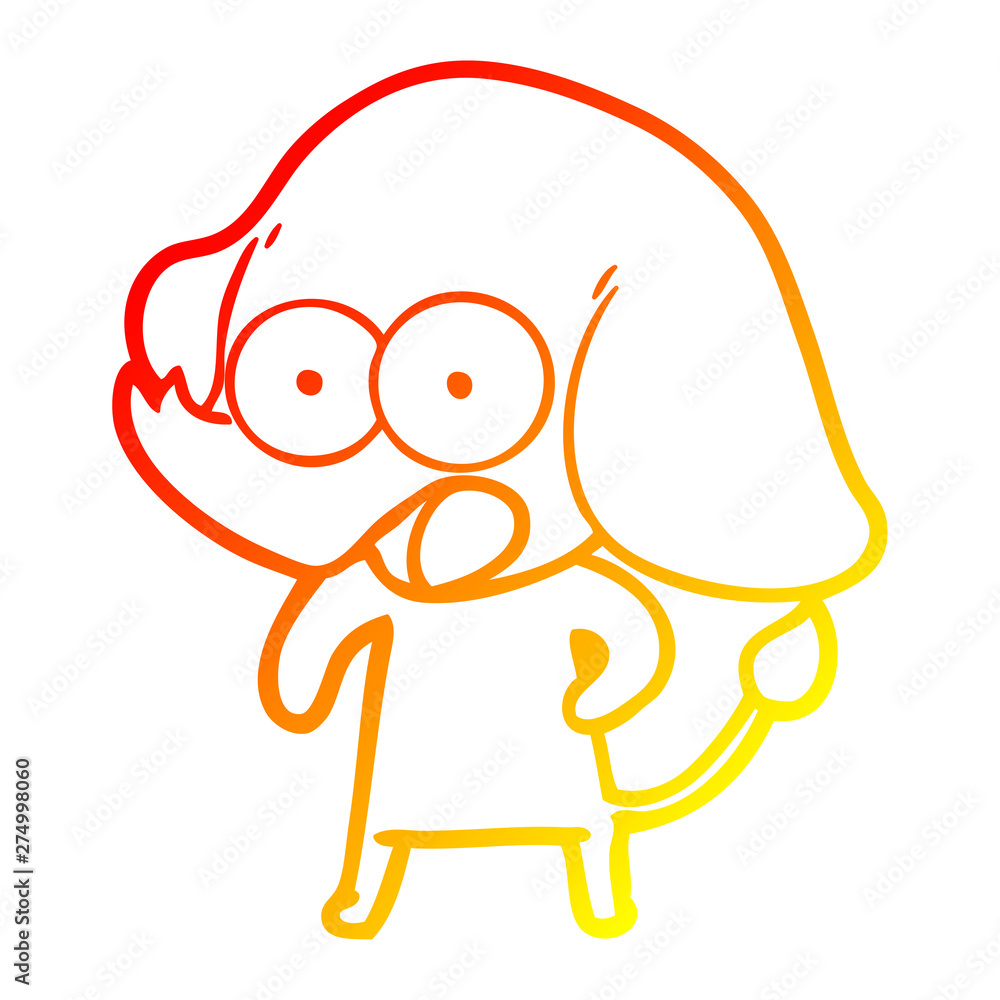 Fototapeta premium warm gradient line drawing cute cartoon elephant