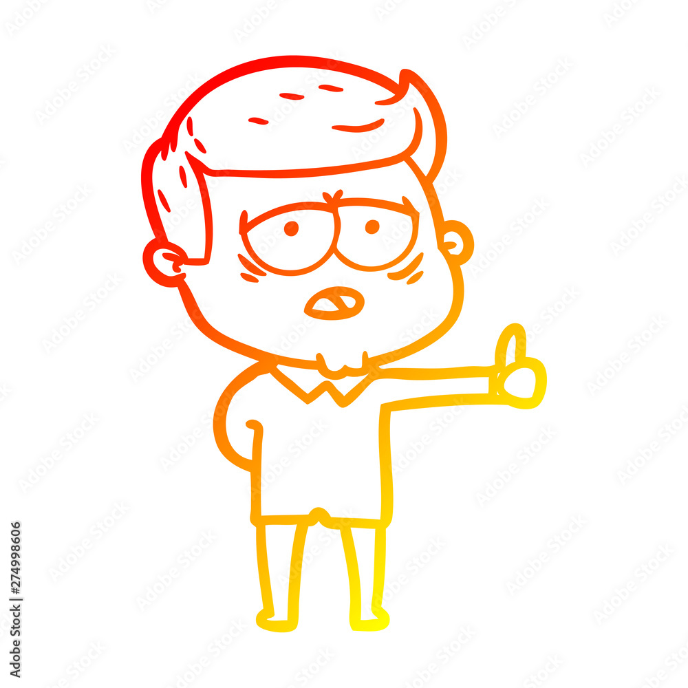warm gradient line drawing cartoon tired man warm gradient line drawing cartoon tired man