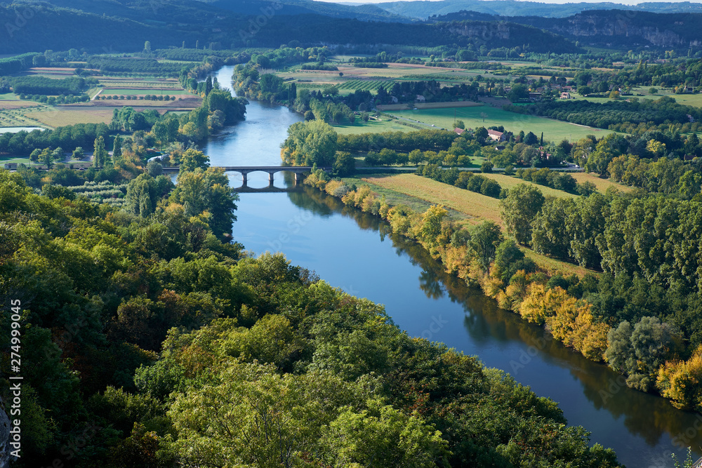 Dordogne river valley view from above